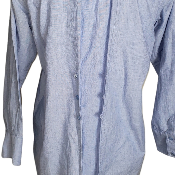CAbi Blue Oxford Shirt Size Small Button Up Pintuck Pleated Tailored Career Work - Picture 9 of 13